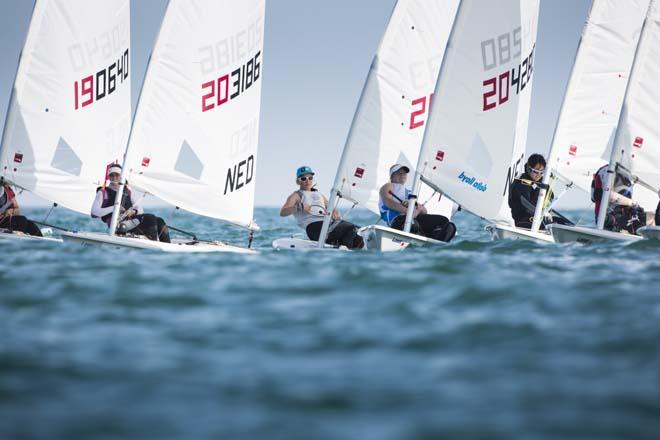 Girls fleet in action on day 6 of the 2013 Laser Radial Youth World Championships © Lloyd Images